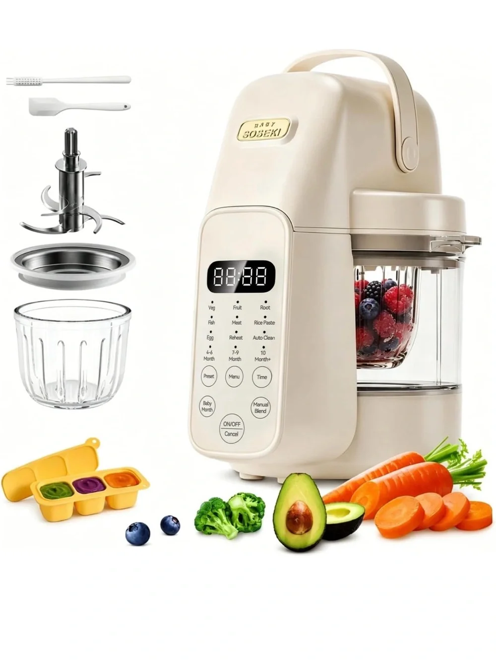 SosekiBaby Tutto Baby Food Maker, Glass Bowl & 316L Stainless Steel Blades